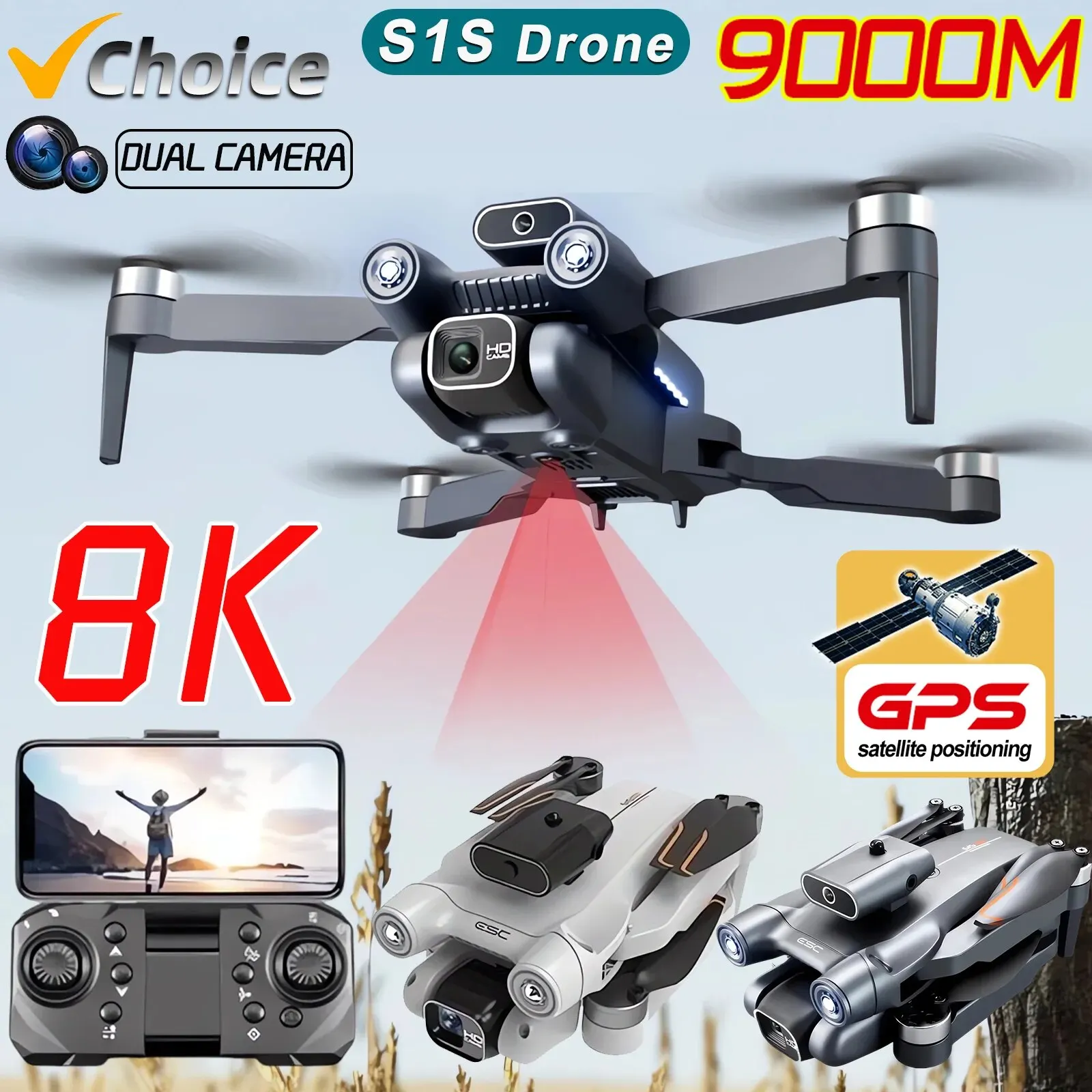 Drone Aerial Photography - โดรนติด GPS 5G S1S ใหม่กล้องโดรน8K มอเตอร์ไร้แปรงถ่านไร้แปรงถ่านสำหรับมืออาชีพโดรนกล้อง